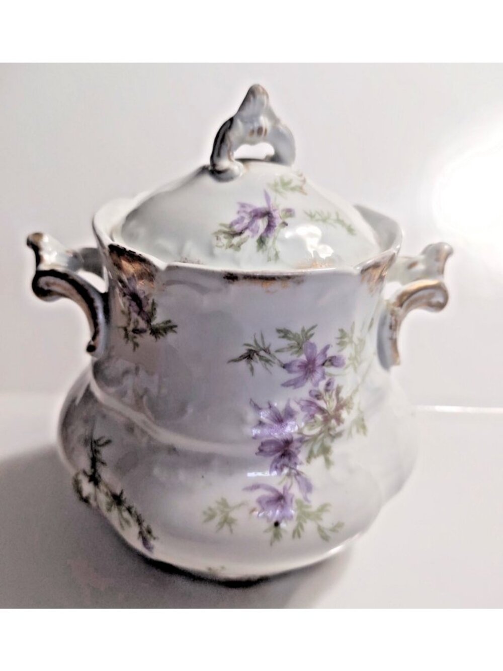 Antique Ch. Field Haviland Limoges Covered Large Sugar Bowl 1900-1920